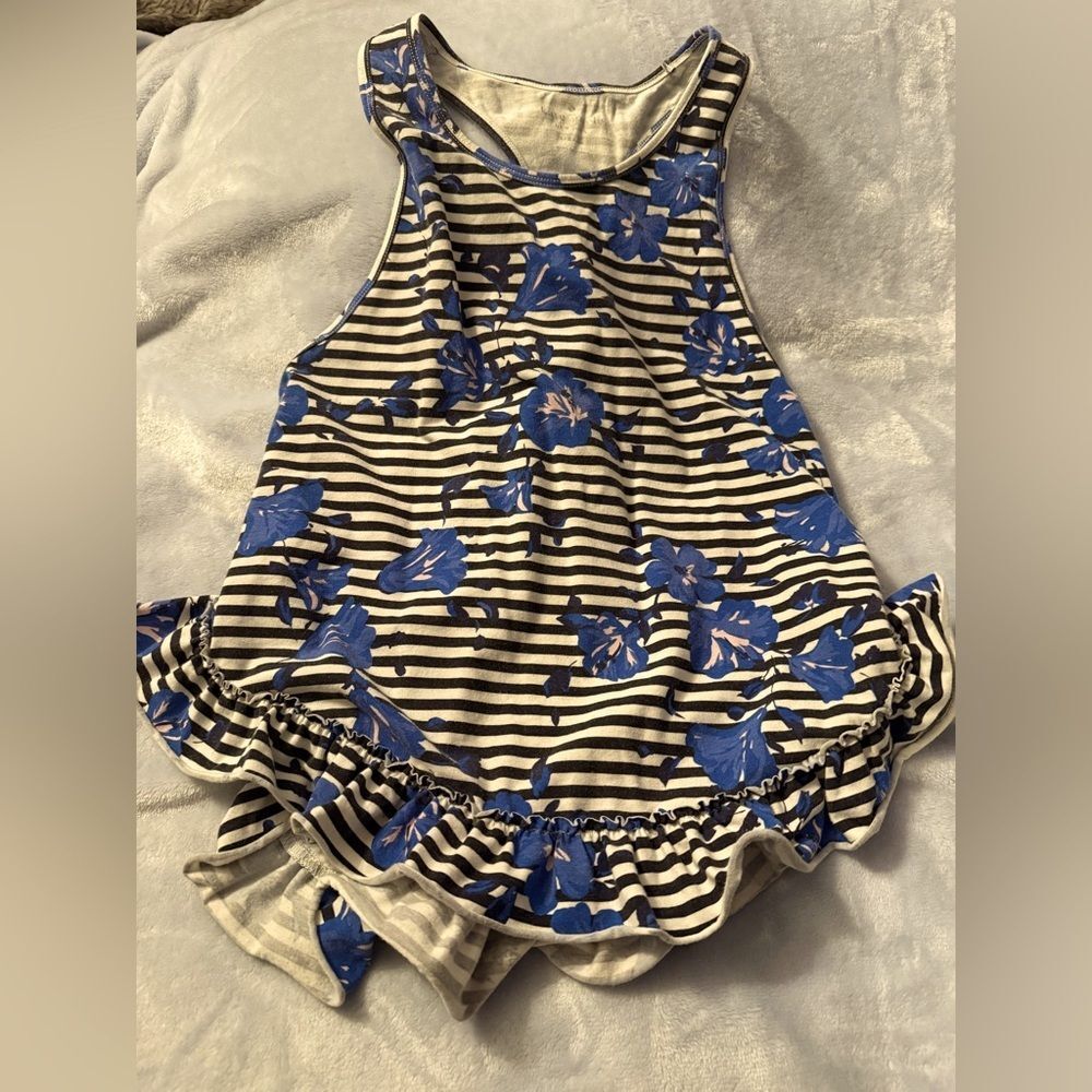Kate Spade Blue Hibiscus striped racer back tank Medium